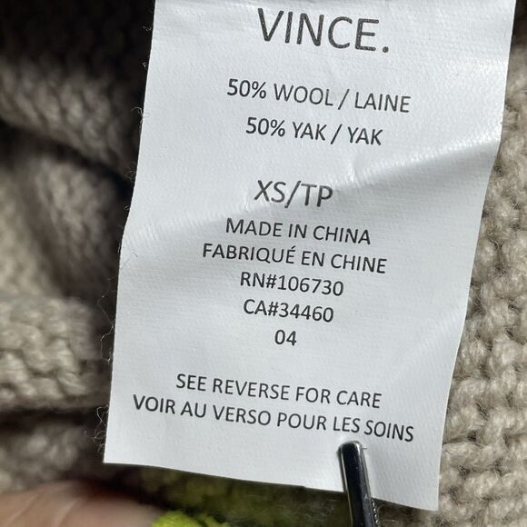 Vince Tunic Poncho Yak Sweater Sz XS Mix Ribbed 46 Bust Oversize Heather Oatmeal - Picture 13 of 13